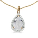 10k Yellow Gold Pear White Topaz Pendant 0.84 CTW