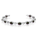 14K White Gold Oval Mystic Topaz and Diamond Bracelet