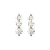 14k Yellow Gold 2 CTW 3 Stone Diamond Earring 2 CTW