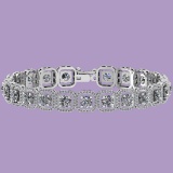 14.14 Ctw Diamond I1/I2 14K White Gold Halo Bracelet