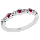 0.38 Ctw I2/I3 Ruby And Diamond 14k White Gold Eternity Band Ring