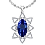 8.24 Ctw VS/SI1 Tanzanite And Diamond 14k White Gold Victorian Style Necklace