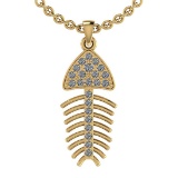 0.24 Ctw SI2/I1 Diamond 14K Yellow Gold Fish Pendant