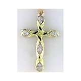 14K Yellow Gold Diamond Cross Pendant 0.1 CTW