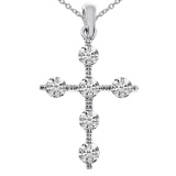 14K White Gold Diamond Cross Pendant