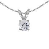 14k White Gold Round White Topaz Pendant