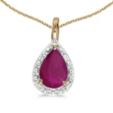 14k Yellow Gold Pear Ruby Pendant