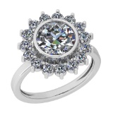 2.25 Ctw Diamond I2/I3 14K White Gold Vintage Style Halo Ring