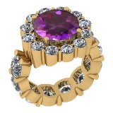 12.28 Ctw (4.48 CTW + 7.80 CTW DIAMOND) I2/I3 Amethyst And Diamond 14K Yellow Gold Victorian Style W