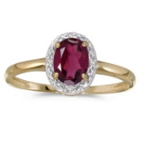 10k Yellow Gold Oval Rhodolite Garnet And Diamond Ring 0.89 CTW