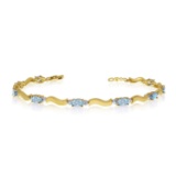 14K Yellow Gold Oval Aquamarine and Diamond Bracelet 1.81 CTW