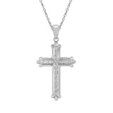 14K White Gold Diamond Cross Pendant