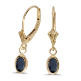 14k Yellow Gold Oval Sapphire Bezel Lever-back Earrings 0.78 CTW