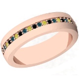 0.16 Ctw I2/I3 Multi Treated Fancy yellow,Blue,Black diamond 14K Rose Gold Entertiy Band Ring