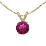 14k Yellow Gold Round Rhodolite Garnet Pendant 0.42 CTW