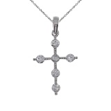 14K White Gold Diamond  Cross Pendant