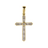 14K Yellow Gold Diamond  Cross Pendant