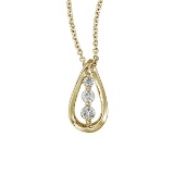 14k Yellow Gold Three Stone Diamond Pendant (.17 carat) 0.17 CTW