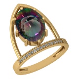 5.55 Ctw VS/SI2 Mystic Topaz And Diamond 14k Yellow Gold Vingate Style Ring