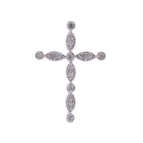 14K White Gold Diamond  Cross Pendant