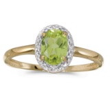 14k Yellow Gold Oval Peridot And Diamond Ring 0.69 CTW