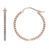 0.84 Ctw I2/I3 Diamond 10k Rose Gold Hoop Earrings