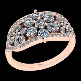 1.39 Ctw I2/I3 Diamond 10K Rose Gold Cluster Engagement Ring