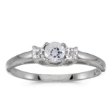 10k White Gold Round White Topaz And Diamond Ring 0.29 CTW