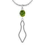 1.42 Ctw VS/SI1 Peridot And Diamond 10K White Gold Necklace