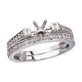 14K White Gold Baguette Diamond Bridal Ring Set 0.39 CTW