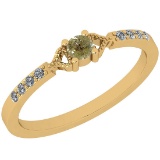 0.18 Ct Natural Yellow Diamond I2/I3And White Diamond I2/I3 10K Yellow Gold Vintage Style Ring