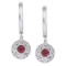 14k White Gold Ruby Filigree Huggy Earrings 0.55 CTW