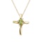 14K Yellow Gold Peridot and Diamond Cross Pendant