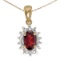 14k Yellow Gold Oval Garnet And Diamond Pendant 0.49 CTW