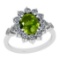 2.88 Ctw VS/SI1 Peridot And Diamond 10K White Gold Vintage Ring