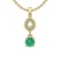 1.08 Ctw Emerald And Diamond I2/I3 14K Yellow Gold Necklace