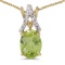 14k Yellow Gold Oval Peridot And Diamond Pendant