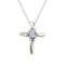 10k White Gold Aquamarine and Diamond Cross Pendant 0.29 CTW