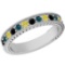 0.98 Ctw I2/I3 Multi Treated Fancy yellow,Blue,Black diamond 14K White Gold Filigree Style Band Ring