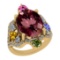 11.01 Ctw SI2/I1 Multi Sapphire,Pink Tourmaline And Diamond 14K Yellow Gold Vingate Style Bridal Wed