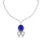 20.95 Ctw SI2/I1 Tanzanite And Diamond 14k White Gold Victorian Style Necklace
