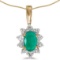 10k Yellow Gold Oval Emerald And Diamond Pendant 0.33 CTW