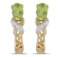 10k Yellow Gold Oval Peridot And Diamond Earrings 0.39 CTW