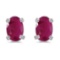 14k White Gold Oval Ruby Earrings 0.72 CTW