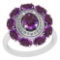 3.13 Ctw I2/I3 Amethyst And Diamond 10K White Gold Vintage Style Ring