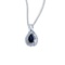 14k White Gold Pear Sapphire and Diamond Pendant