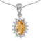 14k White Gold Oval Citrine And Diamond Pendant