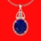 6.26 Ctw VS/SI1 Blue Sapphire And Diamond 14K Rose Gold Necklace