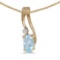 14k Yellow Gold Oval Aquamarine And Diamond Wave Pendant