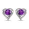 14k White Gold Round Amethyst Heart Earrings 0.16 CTW